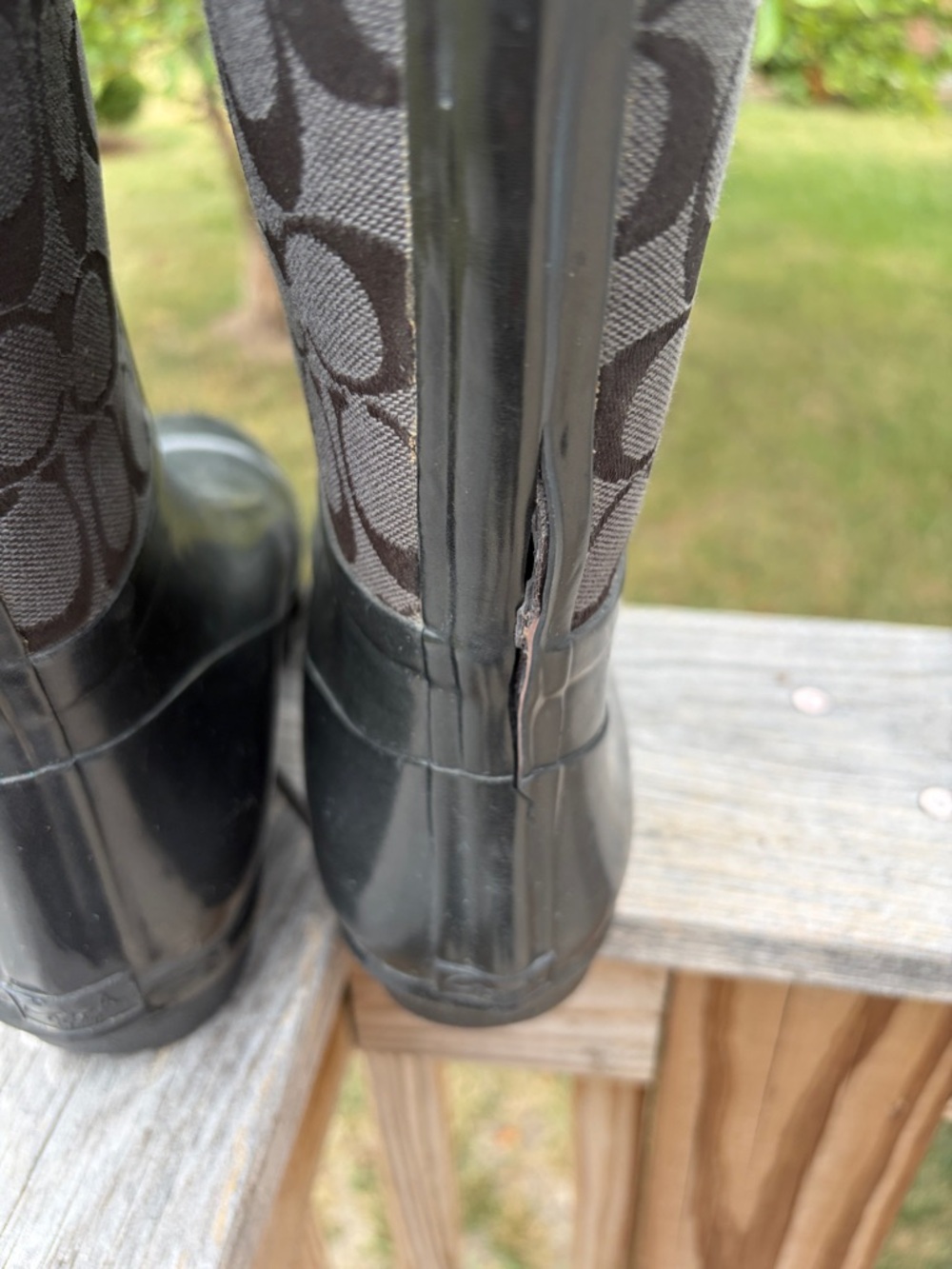 Coach Black Logo-Print Tall Rain Boots - Picture 11 of 13